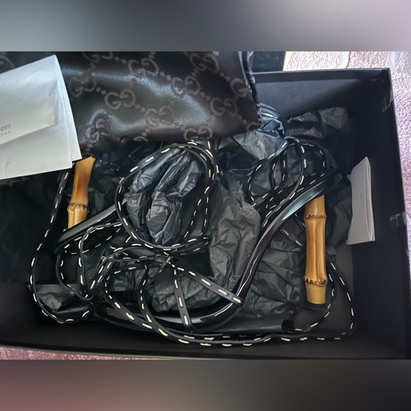 GUCCI x Tom Ford NWT VERY RARE VINTAGE BAMBOO HEEL SANDALS💕Size 8 1/2 NEW IN BOX - Picture 12 of 13